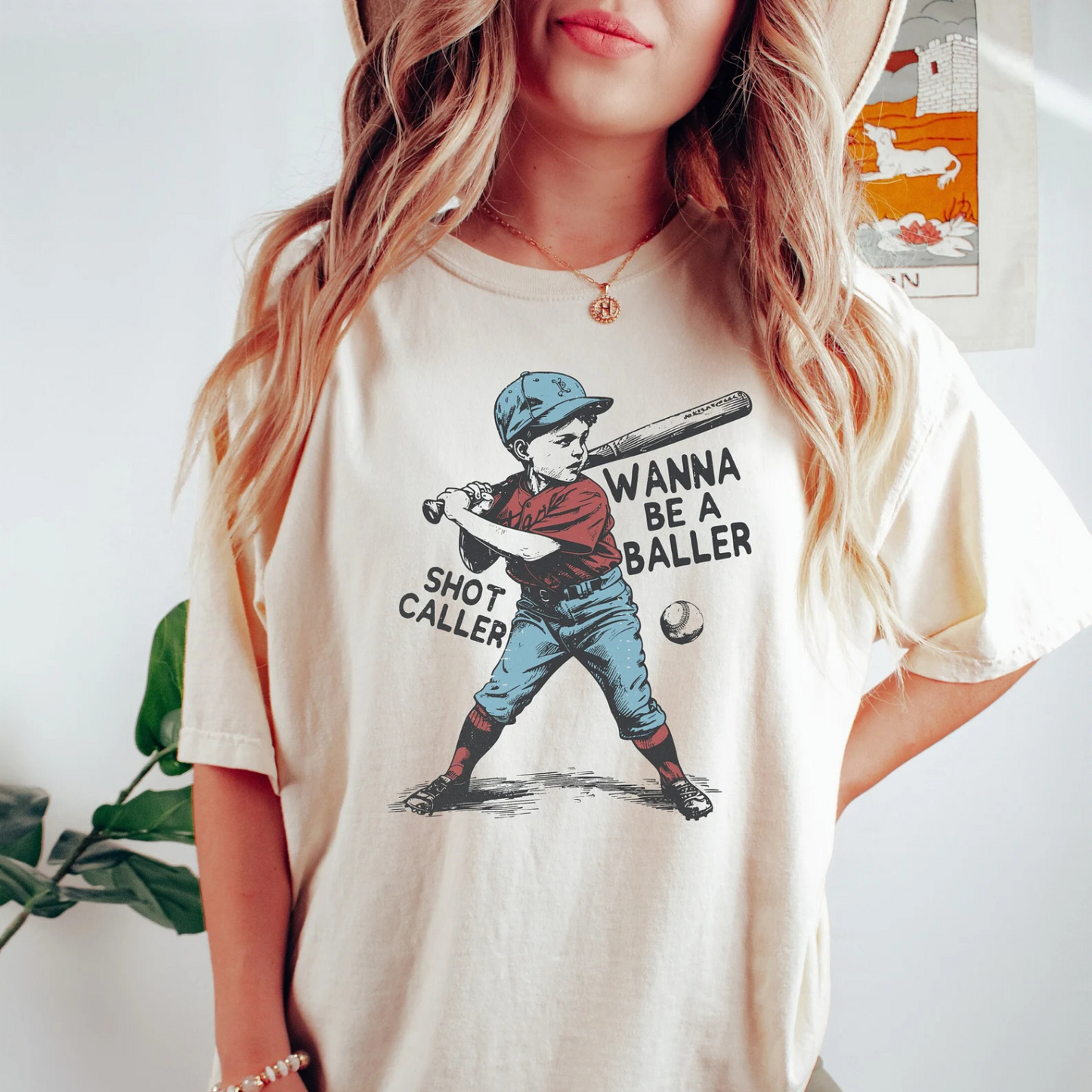 Wanna be a Baller Shot Caller Vintage Retro Baseball Boy Shirt