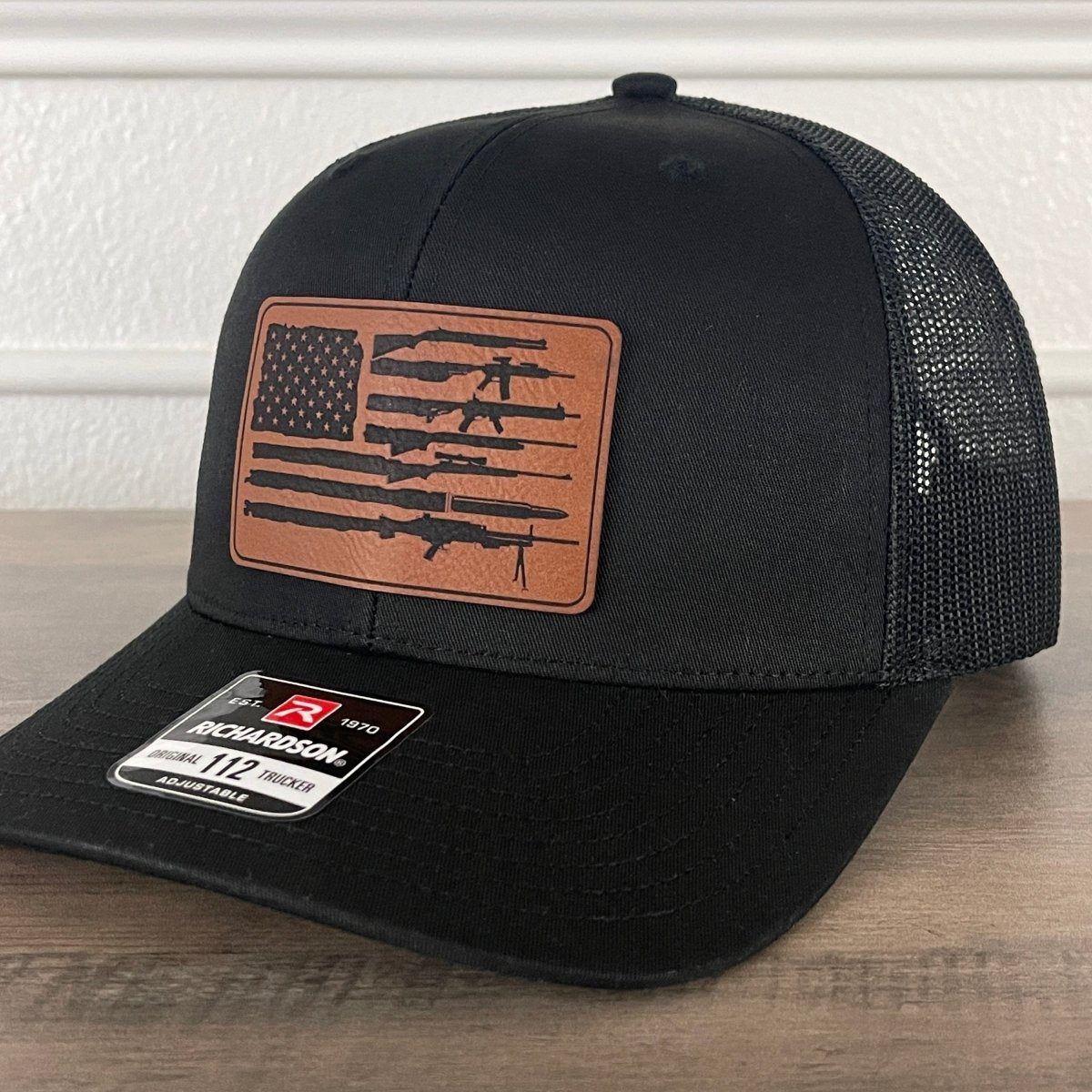 2nd Amendment Flag 2A Leather Patch Hat Black Patch Hat - VividEditions