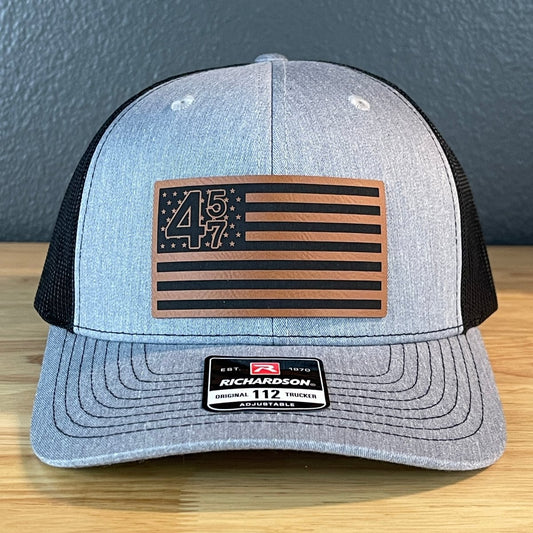 45 47 Inauguration American Flag Patriotic SnapBack Trucker Rawhide Leather Patch Hat Patch Hat