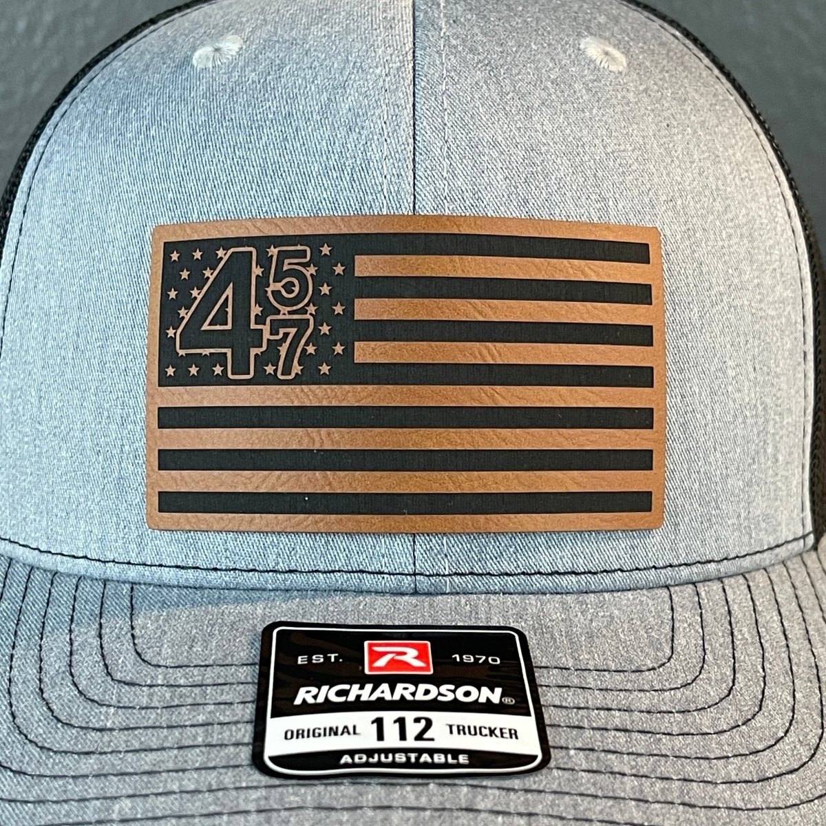 45 47 Inauguration American Flag Patriotic SnapBack Trucker Rawhide Leather Patch Hat Patch Hat