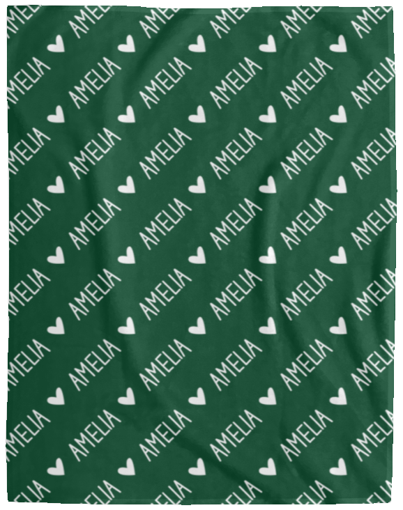 Personalized SnugglePlush™ Fleece Name Blanket - Handwritten Heart Font