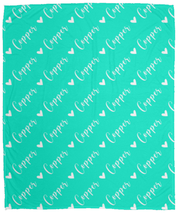 Personalized SnugglePlush™ Fleece Name Blanket - Script Heart Font