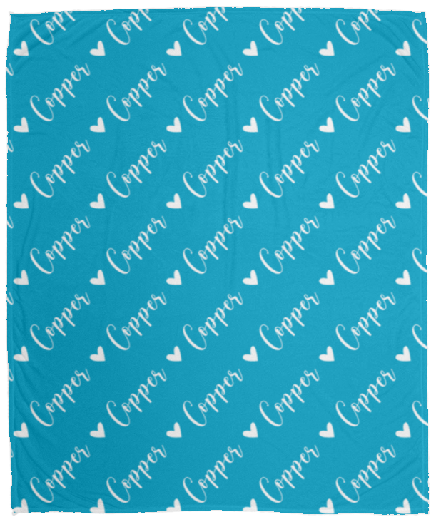 Personalized SnugglePlush™ Fleece Name Blanket - Script Heart Font