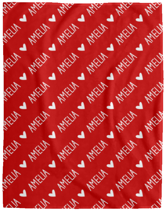 Personalized SnugglePlush™ Fleece Name Blanket - Handwritten Heart Font