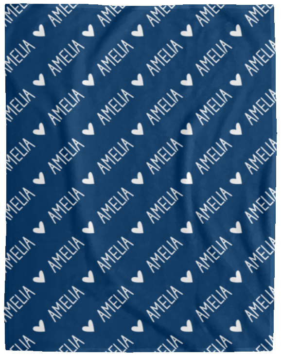 Personalized SnugglePlush™ Fleece Name Blanket - Handwritten Heart Font