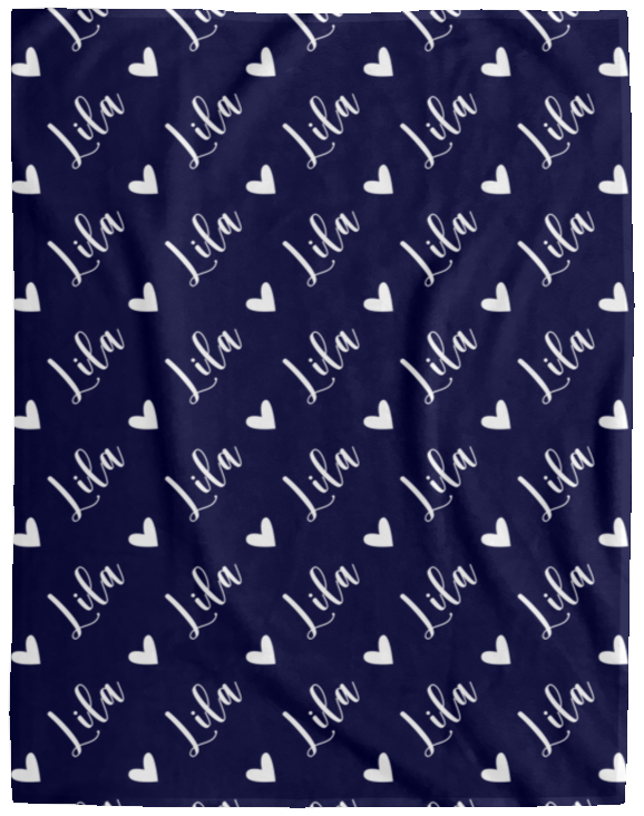 Personalized SnugglePlush™ Fleece Name Blanket - Script Heart Font