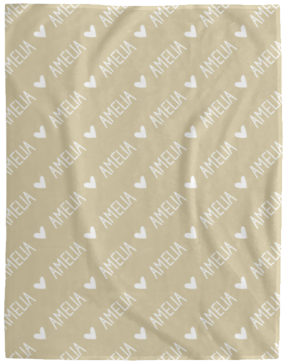 Personalized SnugglePlush™ Fleece Name Blanket - Handwritten Heart Font