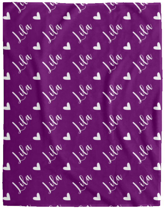 Personalized SnugglePlush™ Fleece Name Blanket - Script Heart Font