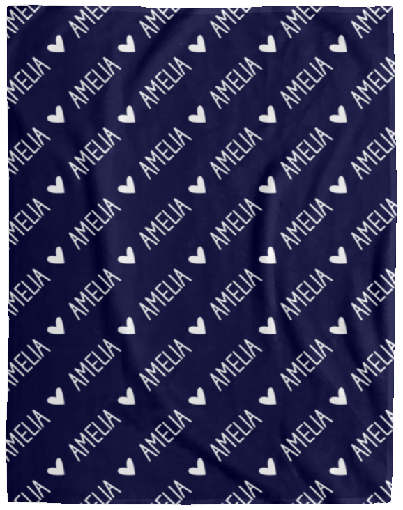 Personalized SnugglePlush™ Fleece Name Blanket - Handwritten Heart Font