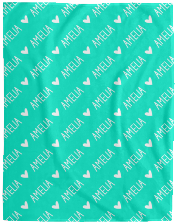 Personalized SnugglePlush™ Fleece Name Blanket - Handwritten Heart Font
