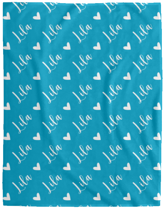 Personalized SnugglePlush™ Fleece Name Blanket - Script Heart Font