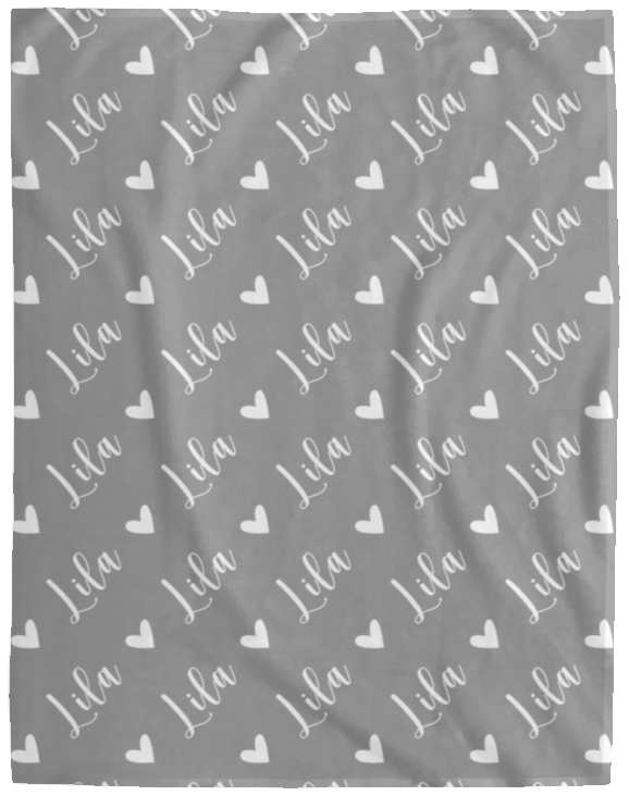Personalized SnugglePlush™ Fleece Name Blanket - Script Heart Font