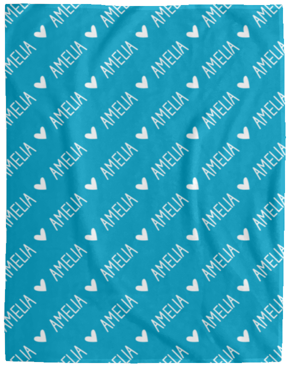 Personalized SnugglePlush™ Fleece Name Blanket - Handwritten Heart Font