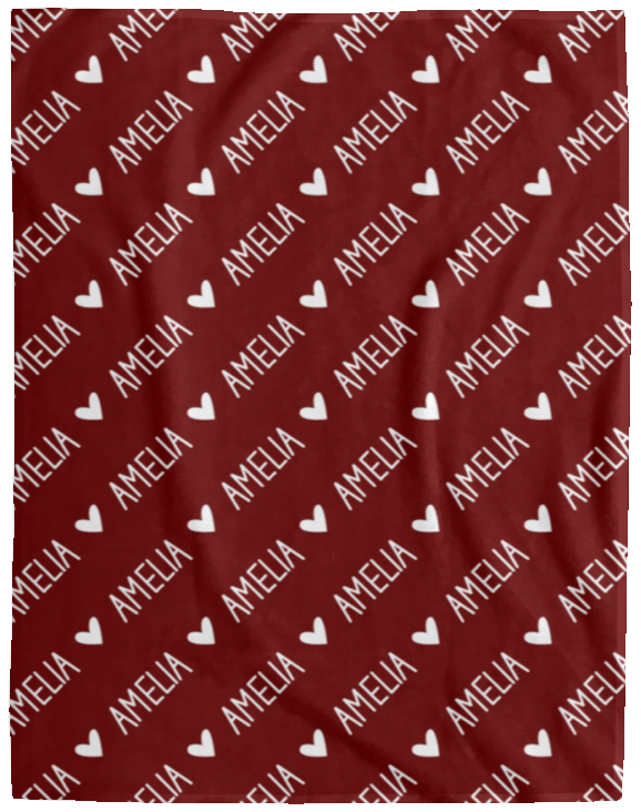 Personalized SnugglePlush™ Fleece Name Blanket - Handwritten Heart Font
