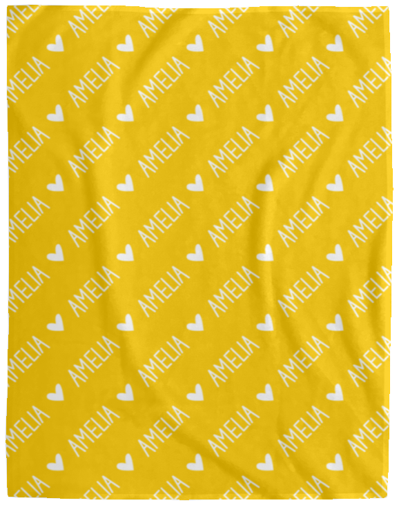 Personalized SnugglePlush™ Fleece Name Blanket - Handwritten Heart Font