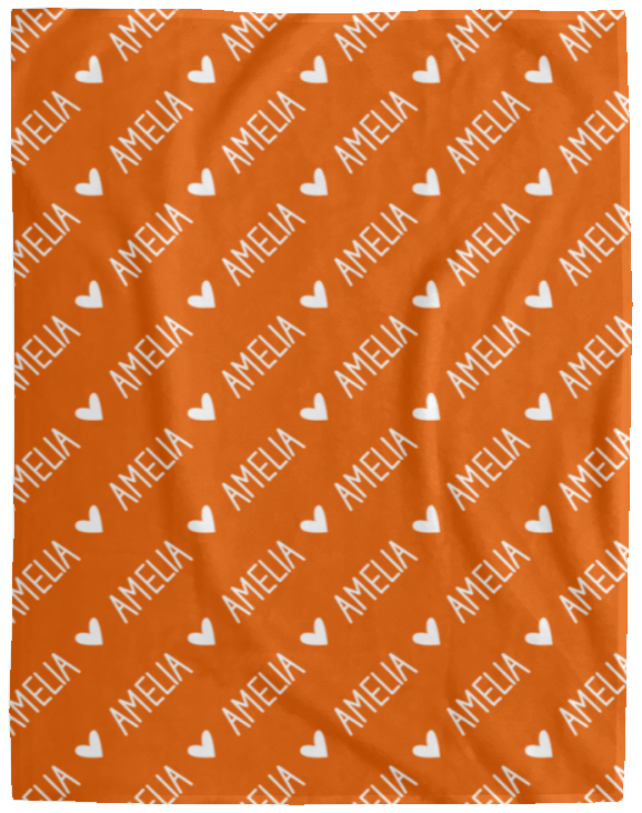 Personalized SnugglePlush™ Fleece Name Blanket - Handwritten Heart Font