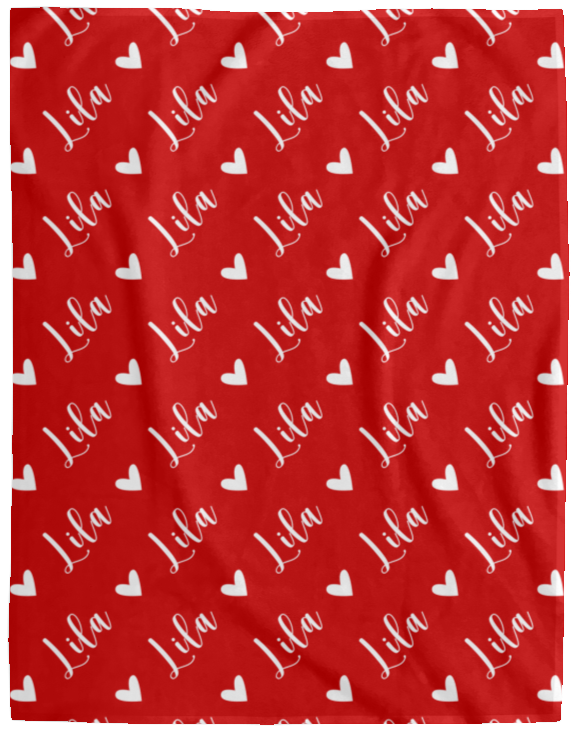Personalized SnugglePlush™ Fleece Name Blanket - Script Heart Font