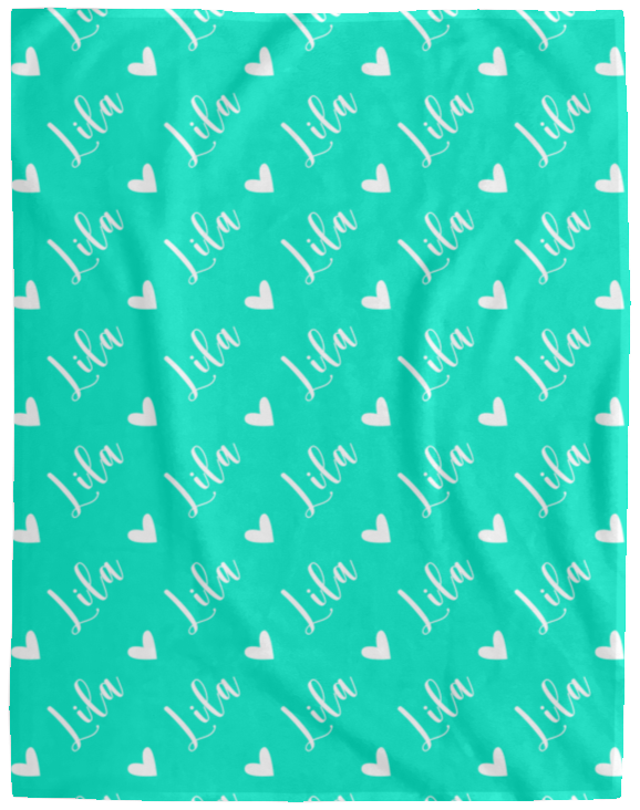 Personalized SnugglePlush™ Fleece Name Blanket - Script Heart Font