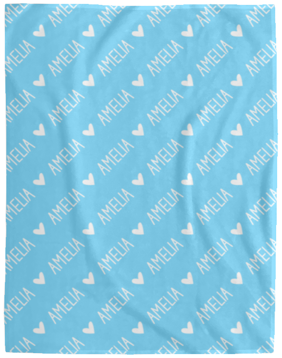 Personalized SnugglePlush™ Fleece Name Blanket - Handwritten Heart Font
