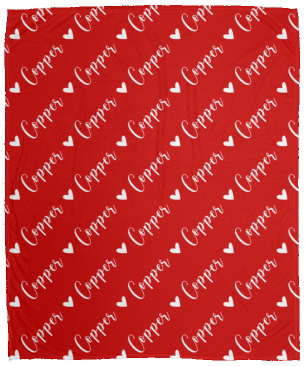Personalized SnugglePlush™ Fleece Name Blanket - Script Heart Font