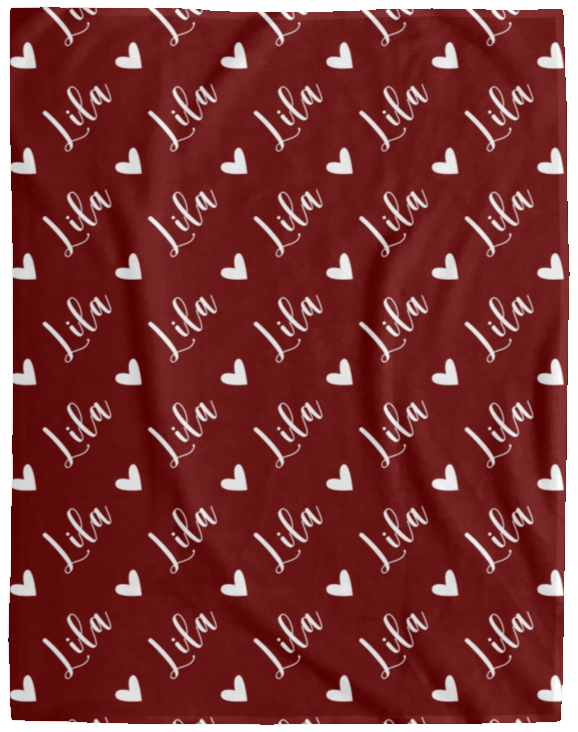 Personalized SnugglePlush™ Fleece Name Blanket - Script Heart Font