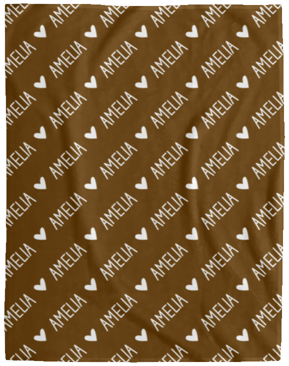 Personalized SnugglePlush™ Fleece Name Blanket - Handwritten Heart Font