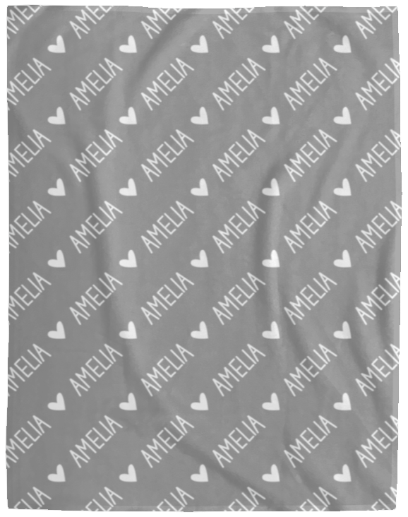 Personalized SnugglePlush™ Fleece Name Blanket - Handwritten Heart Font