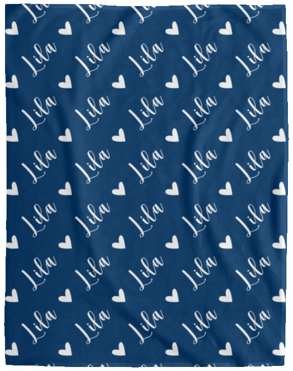 Personalized SnugglePlush™ Fleece Name Blanket - Script Heart Font