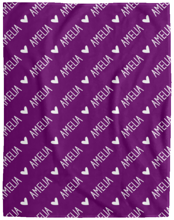 Personalized SnugglePlush™ Fleece Name Blanket - Handwritten Heart Font