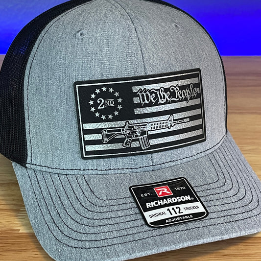 WE THE PEOPLE 2ND AMENDMENT AMERICAN FLAG PATRIOTIC Leather Patch Hat