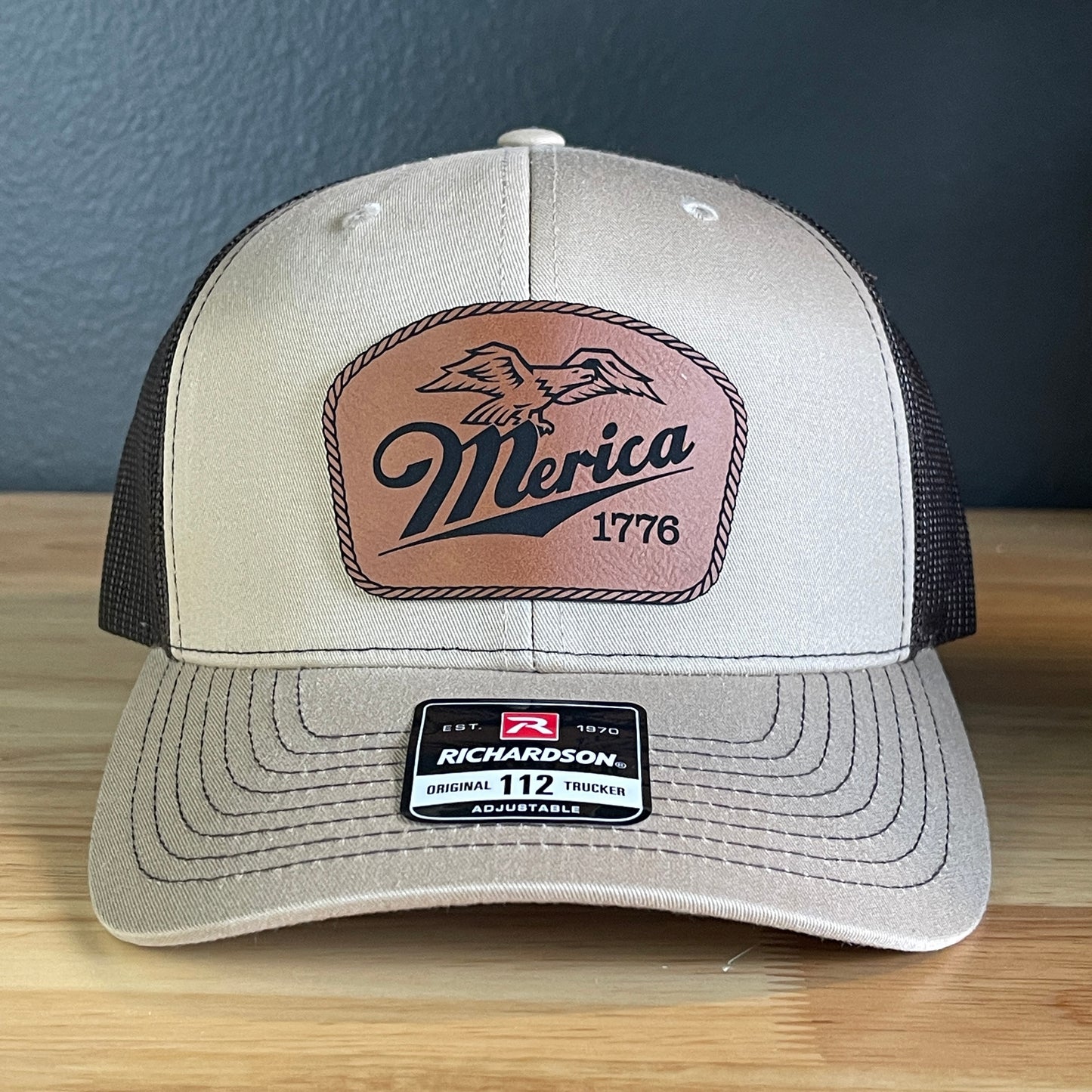 Merica 1776 Eagle Patriotic Leather Patch Hat