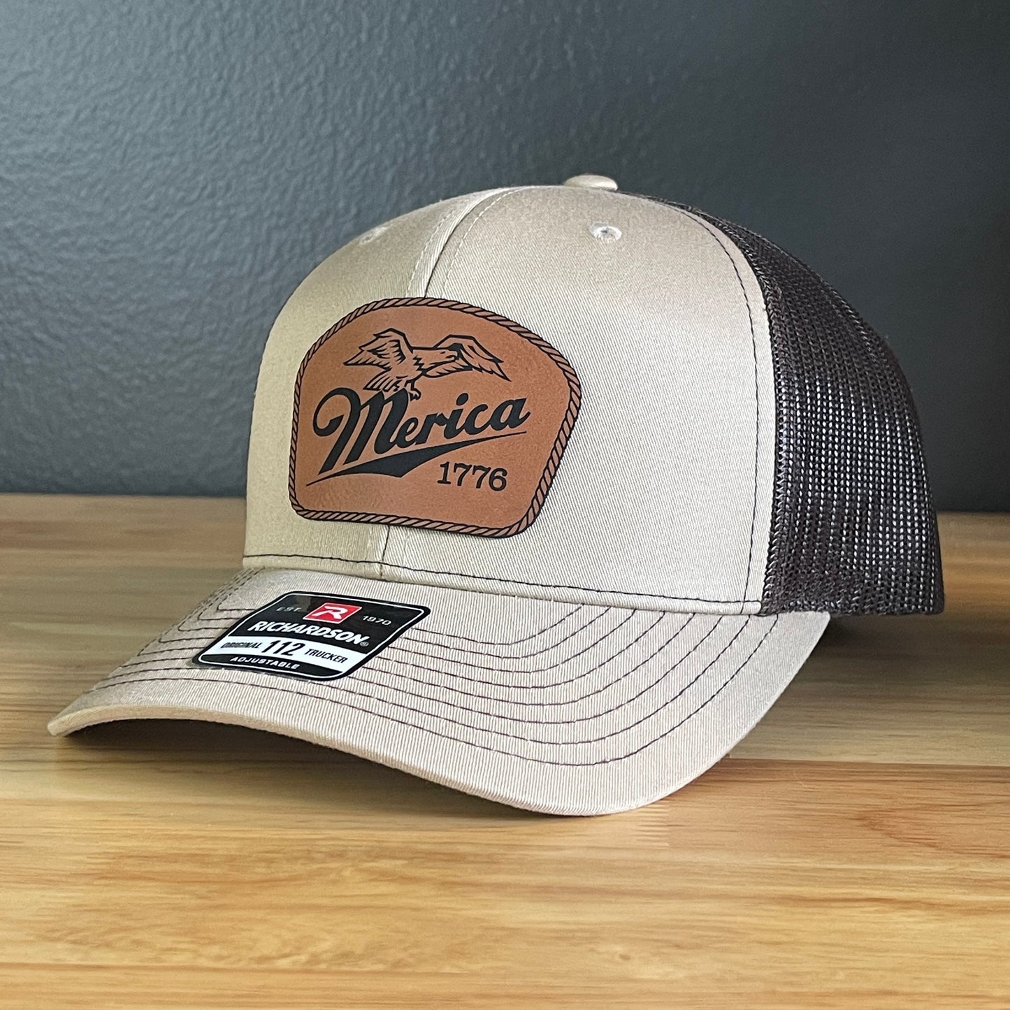 Merica 1776 Eagle Patriotic Leather Patch Hat