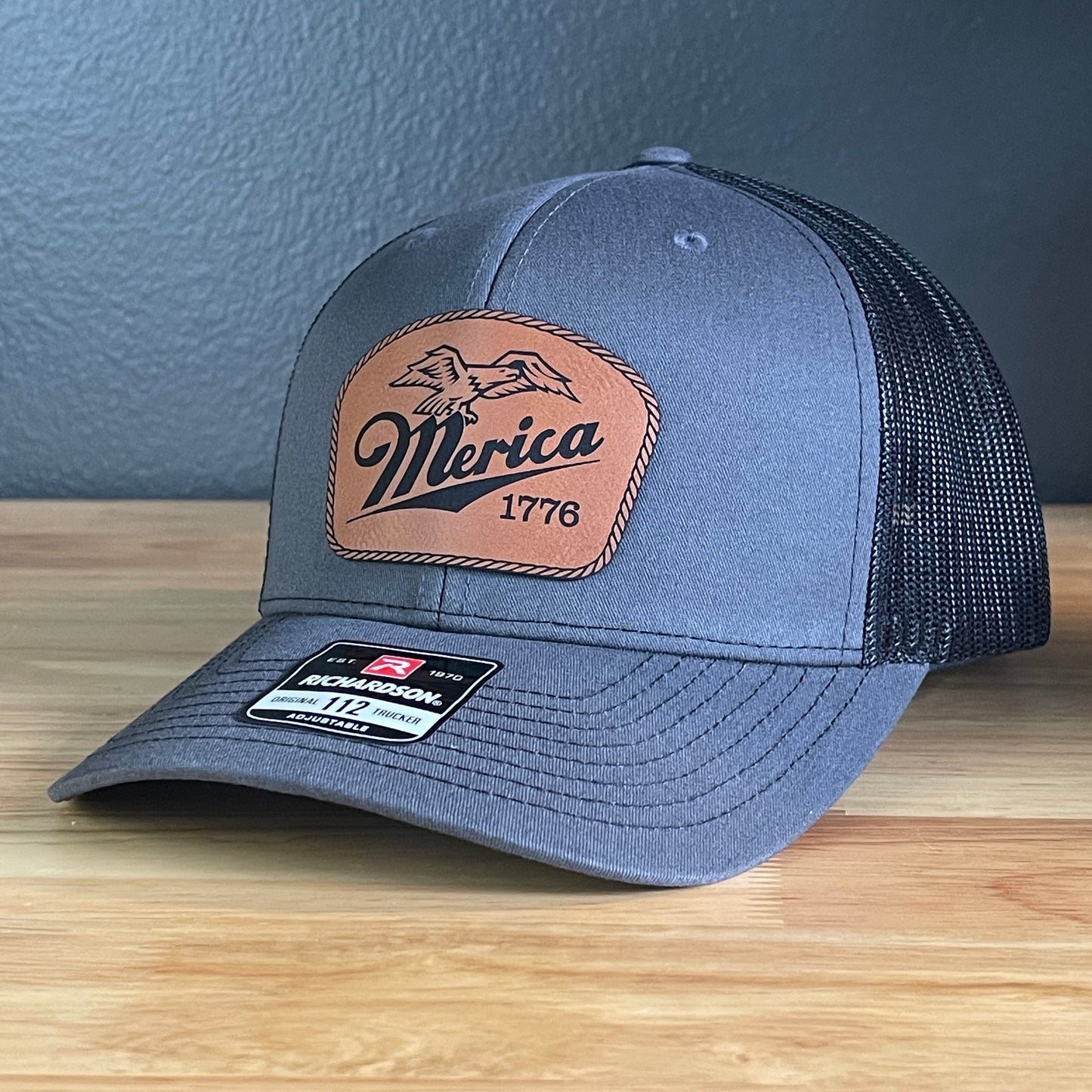 Merica 1776 Eagle Patriotic Leather Patch Hat