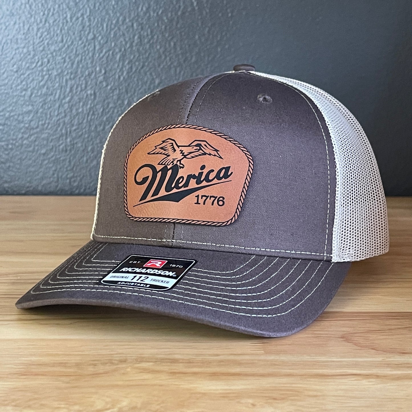 Merica 1776 Eagle Patriotic Leather Patch Hat