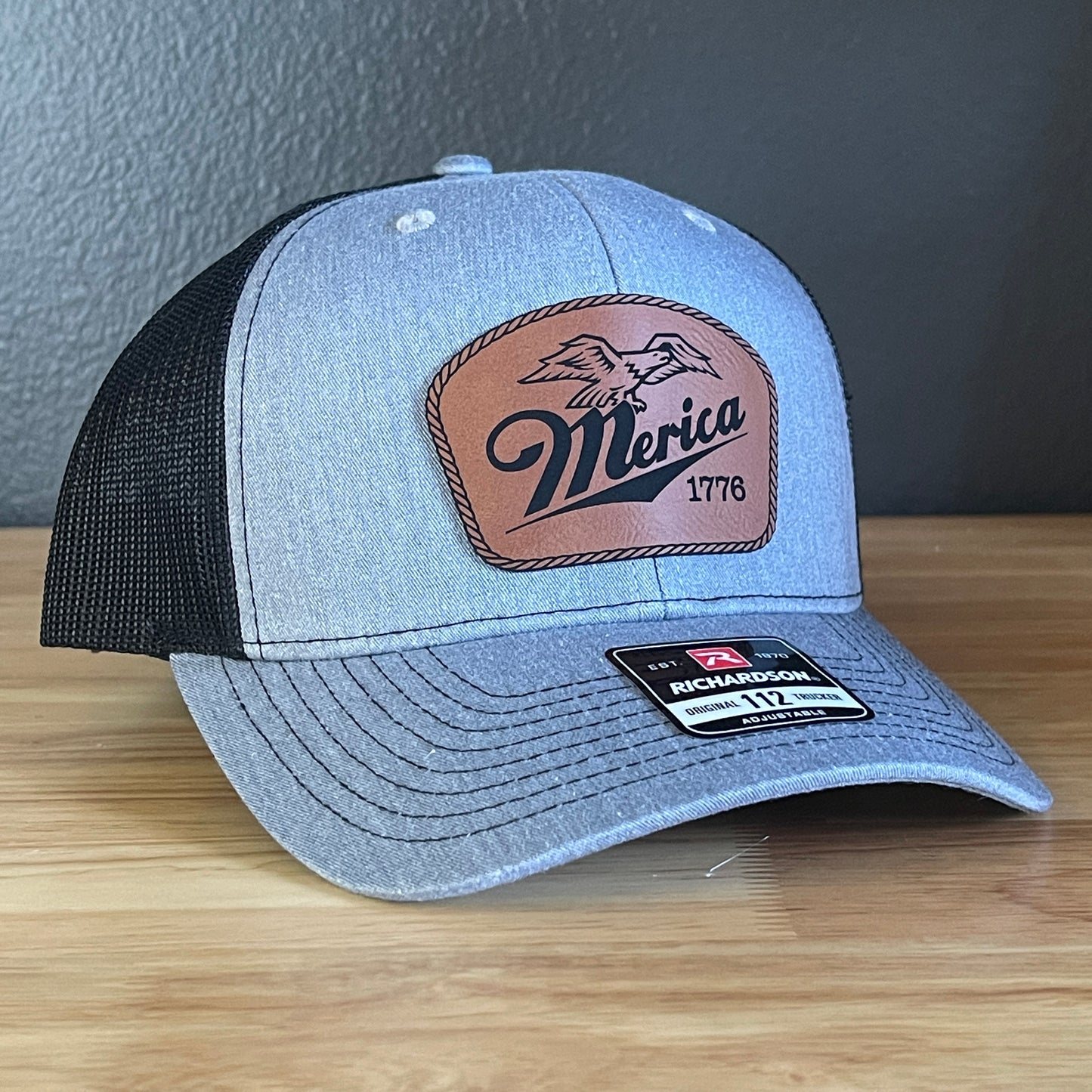 Merica 1776 Eagle Patriotic Leather Patch Hat