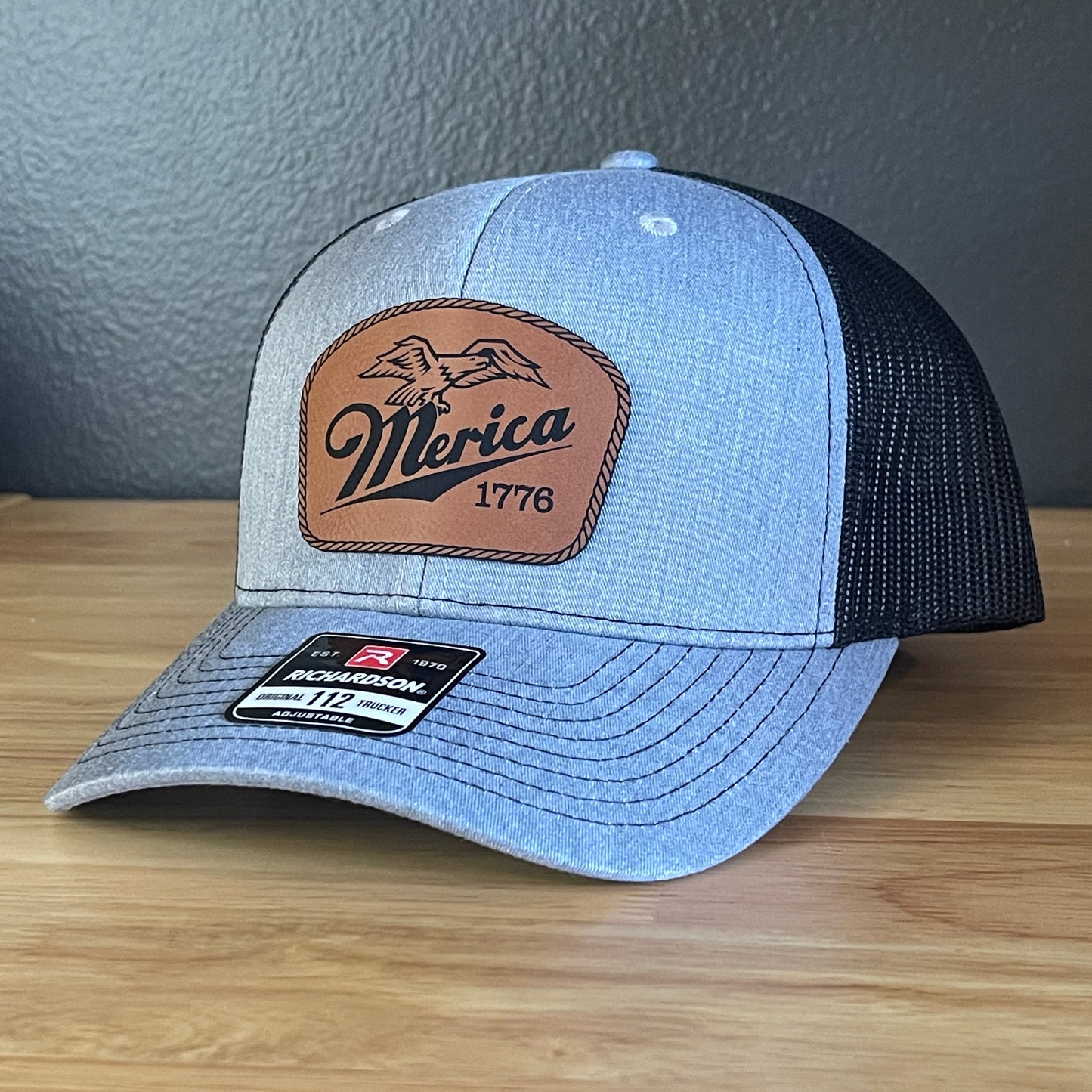 Merica 1776 Eagle Patriotic Leather Patch Hat