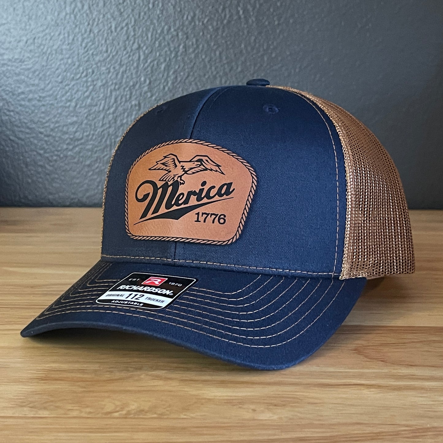 Merica 1776 Eagle Patriotic Leather Patch Hat