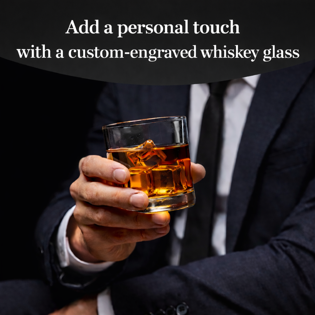 Engraved Whiskey Glass 'I Love You More' – Personalized Bottom Message with Name | Romantic Gift for Him