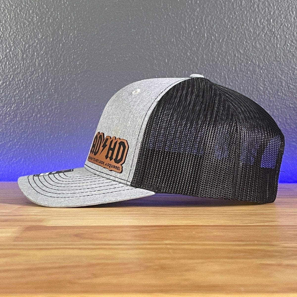 ADHD, Hey Look A Squirrel Side Leather Patch Hat Patch Hat - VividEditions
