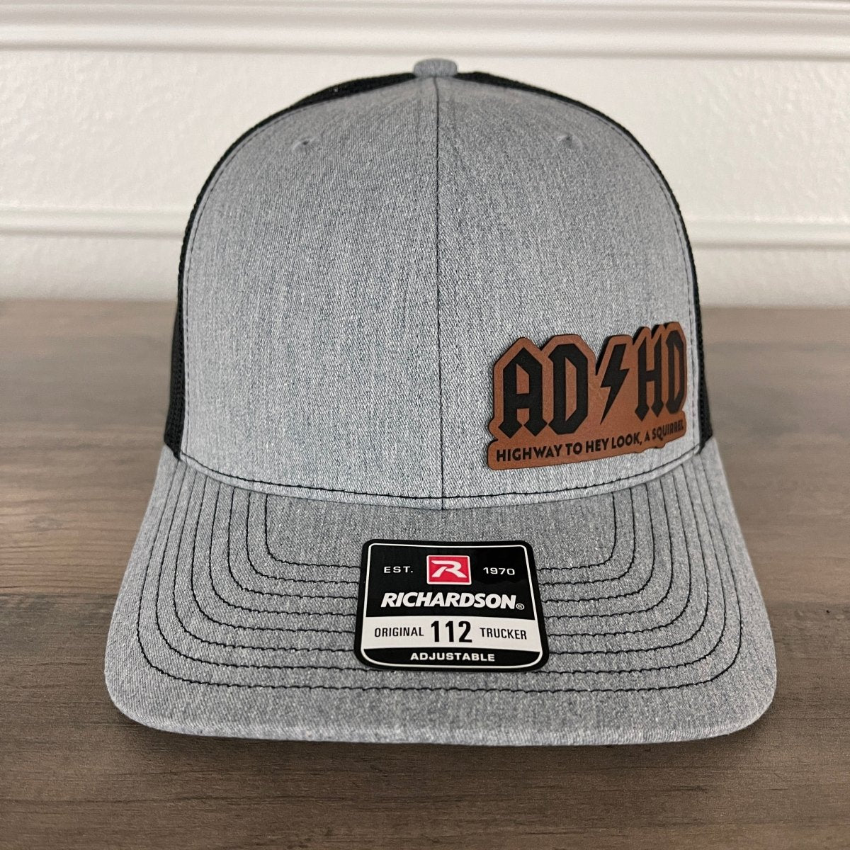 ADHD, Hey Look A Squirrel Side Leather Patch Hat Patch Hat - VividEditions