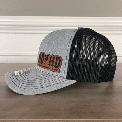 ADHD, Hey Look A Squirrel Side Leather Patch Hat Patch Hat - VividEditions