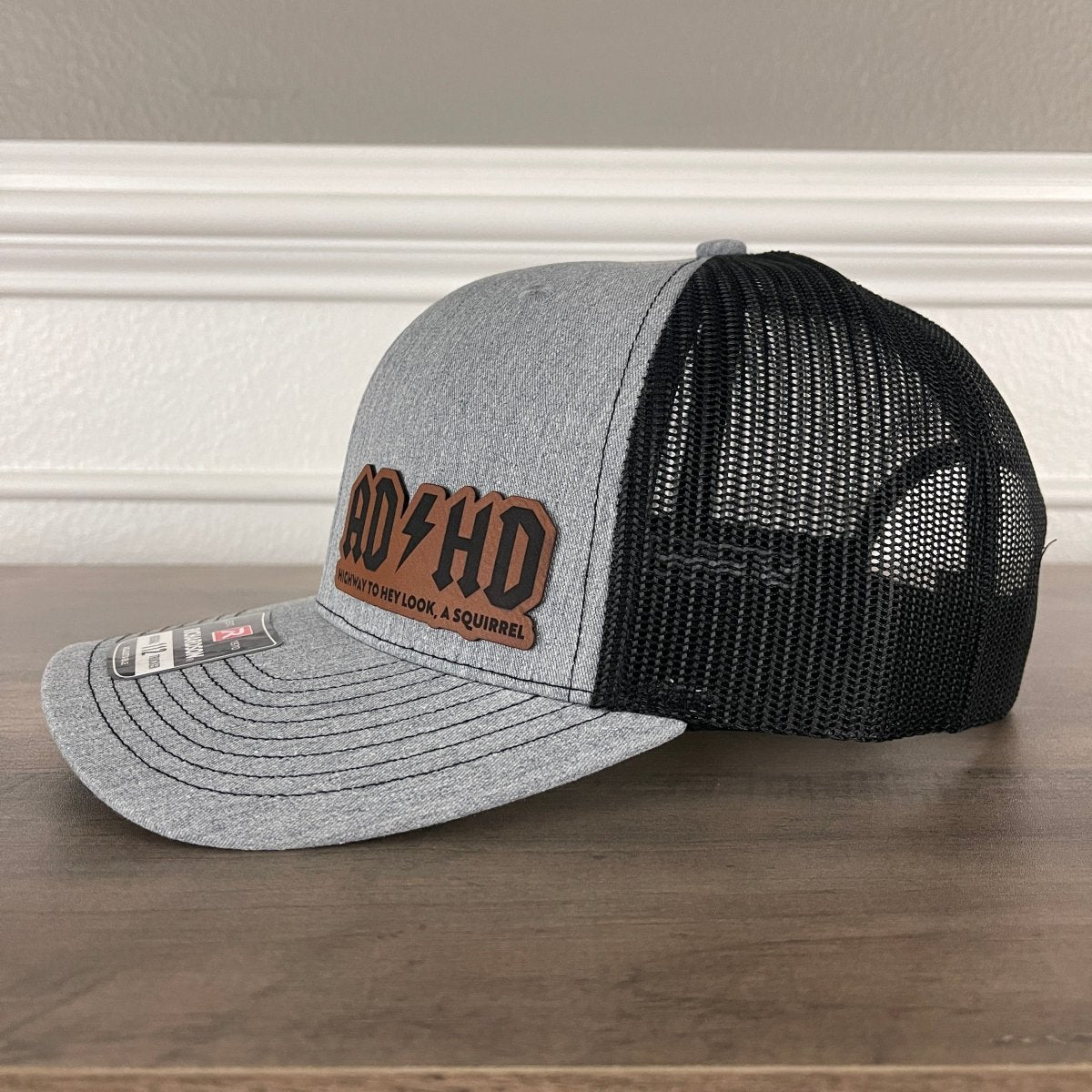 ADHD, Hey Look A Squirrel Side Leather Patch Hat Patch Hat - VividEditions