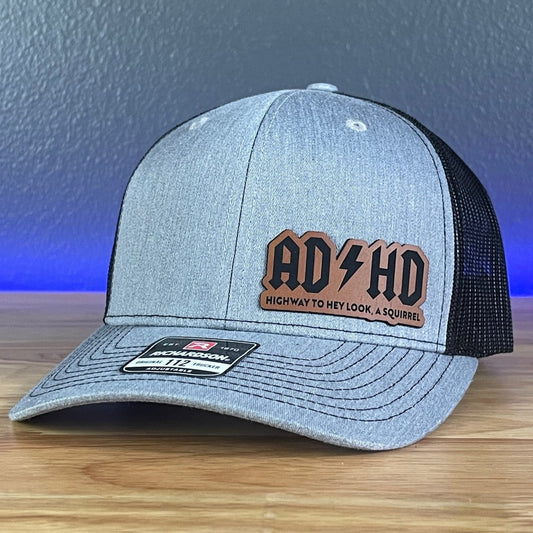 ADHD, Hey Look A Squirrel Side Leather Patch Hat Patch Hat - VividEditions