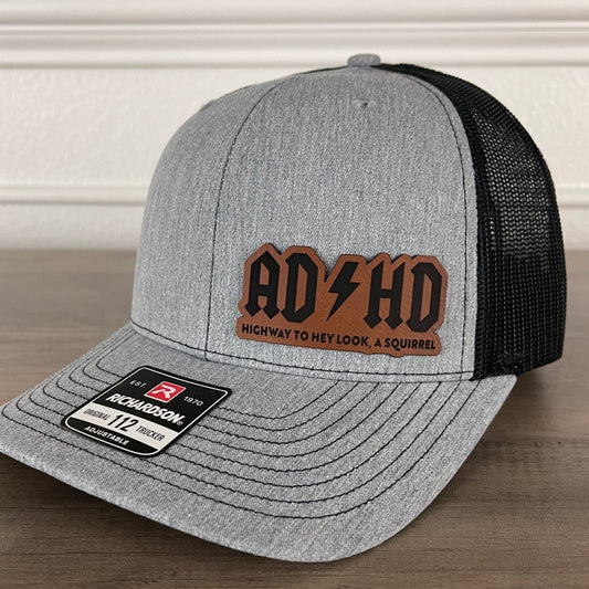 ADHD, Hey Look A Squirrel Side Leather Patch Hat Patch Hat - VividEditions