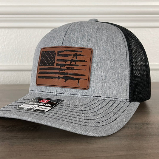 American Flag 2nd Amendment Patriotic Leather Patch Hat Patch Hat - VividEditions