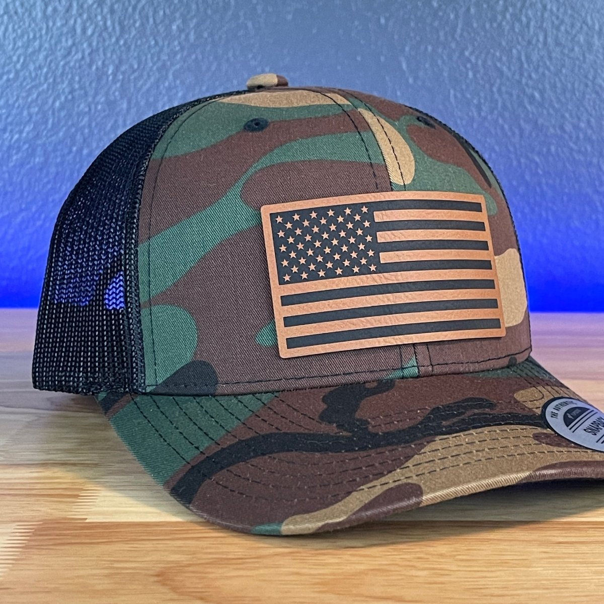 American Flag Patriotic SnapBack Trucker Patch Hat Camo/Black Patch Hat - VividEditions