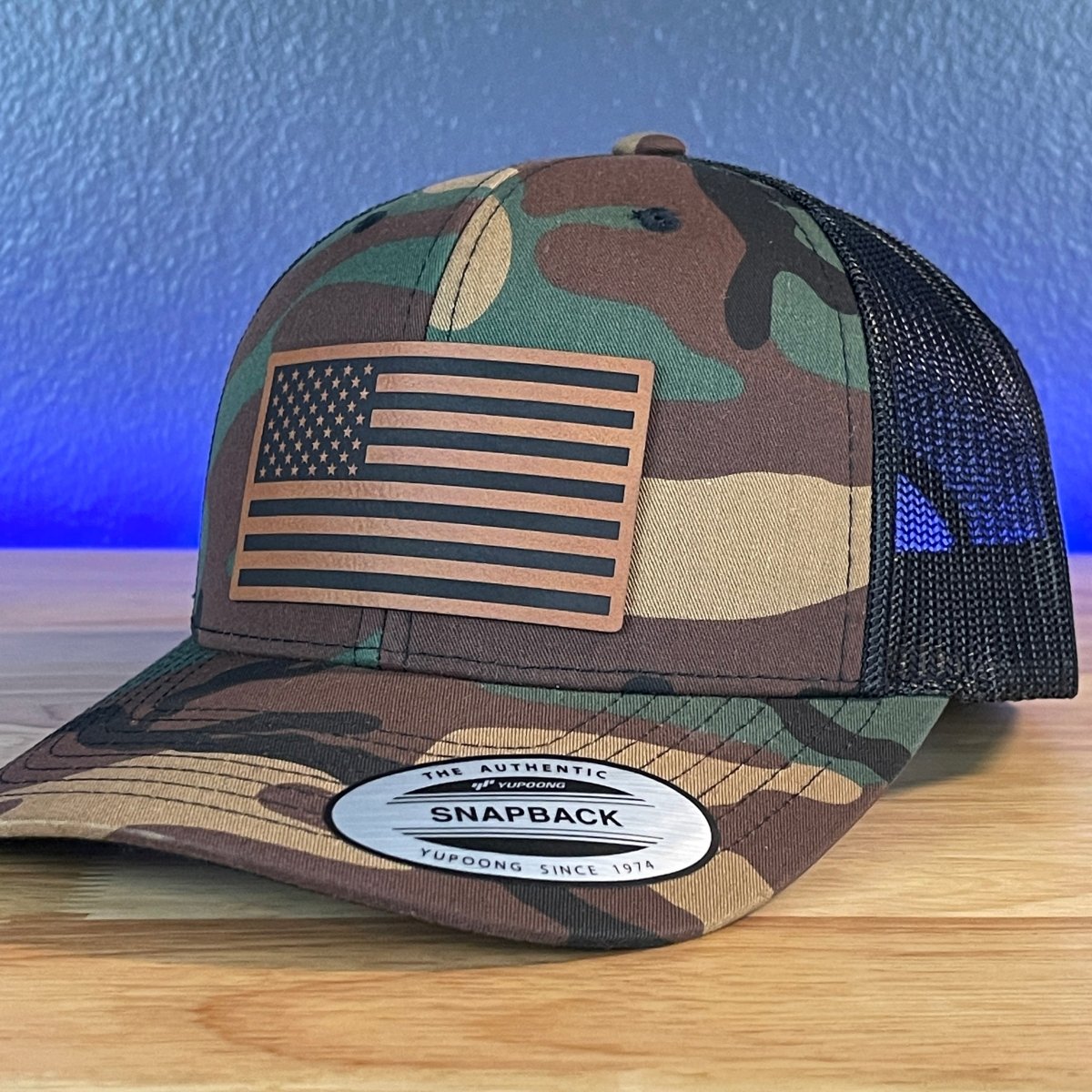 American Flag Patriotic SnapBack Trucker Patch Hat Camo/Black Patch Hat - VividEditions