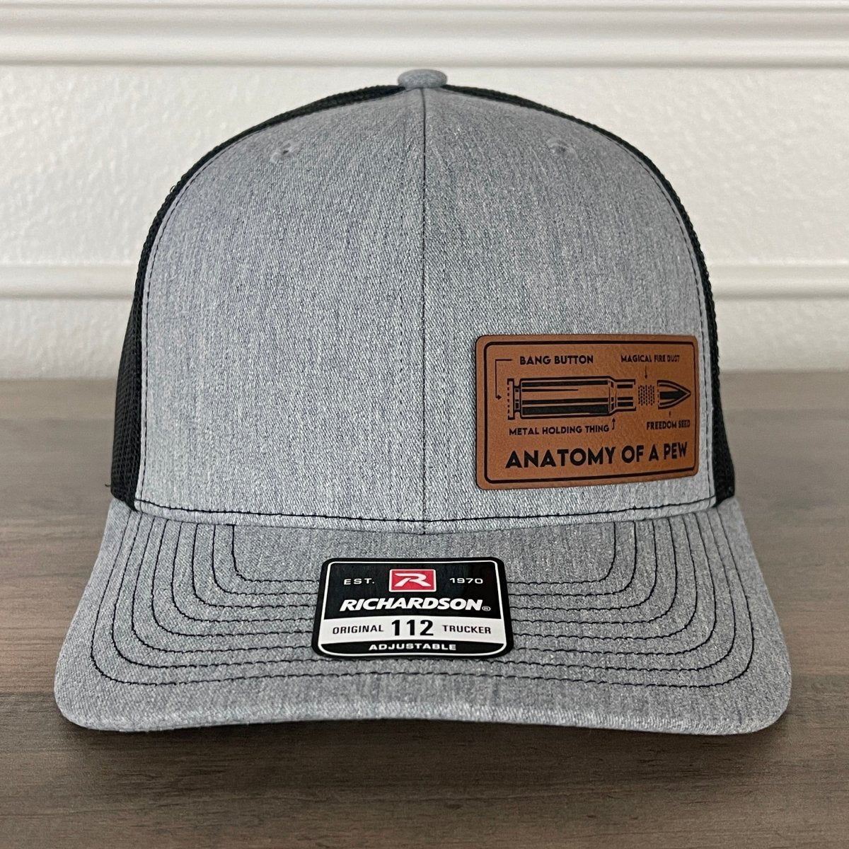 Anatomy Of A Pew 2A 2nd Amendment Leather Patch Hat Richardson 112 Snapback Trucker Patch Hat - VividEditions