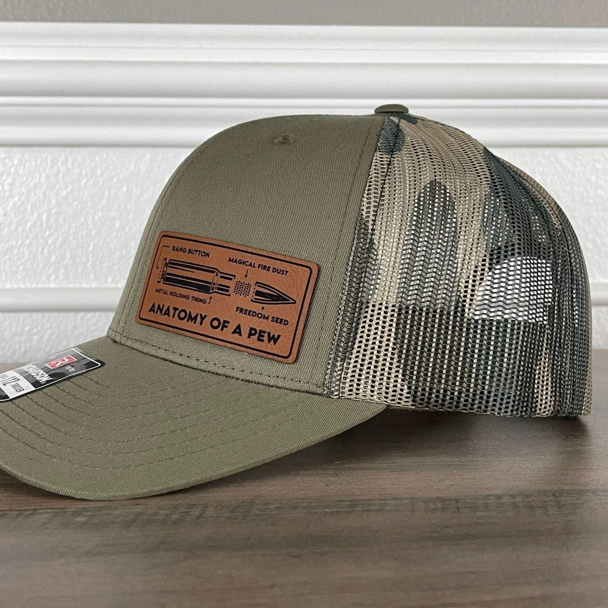 Anatomy Of A Pew 2nd Amendment Patriotic 2A Leather Patch Hat Green/Camo Patch Hat - VividEditions