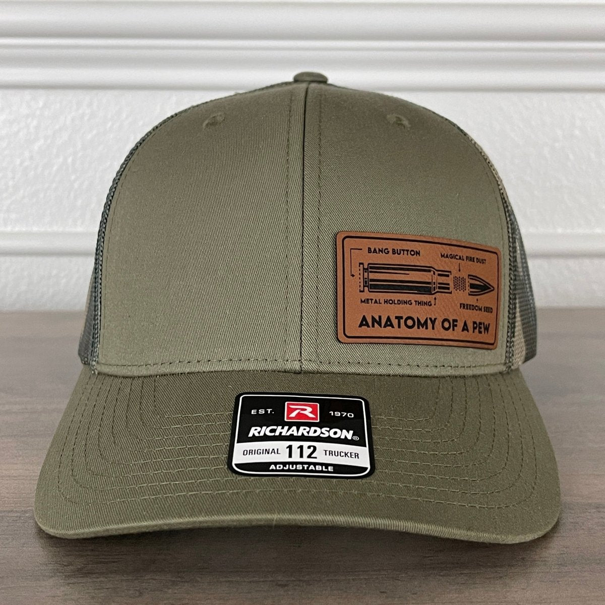 Anatomy Of A Pew 2nd Amendment Patriotic 2A Leather Patch Hat Green/Camo Patch Hat - VividEditions